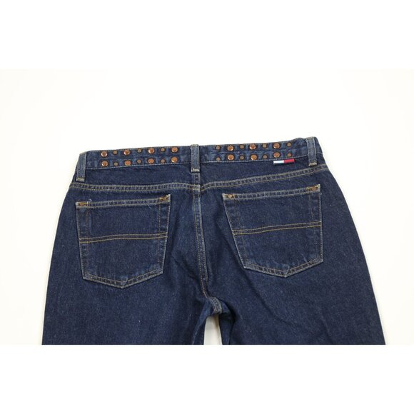 Vintage Y2K 2000 Tommy Hilfiger Womens 9 Copper Rivet Hipster Flared Denim Jeans - Picture 12 of 15